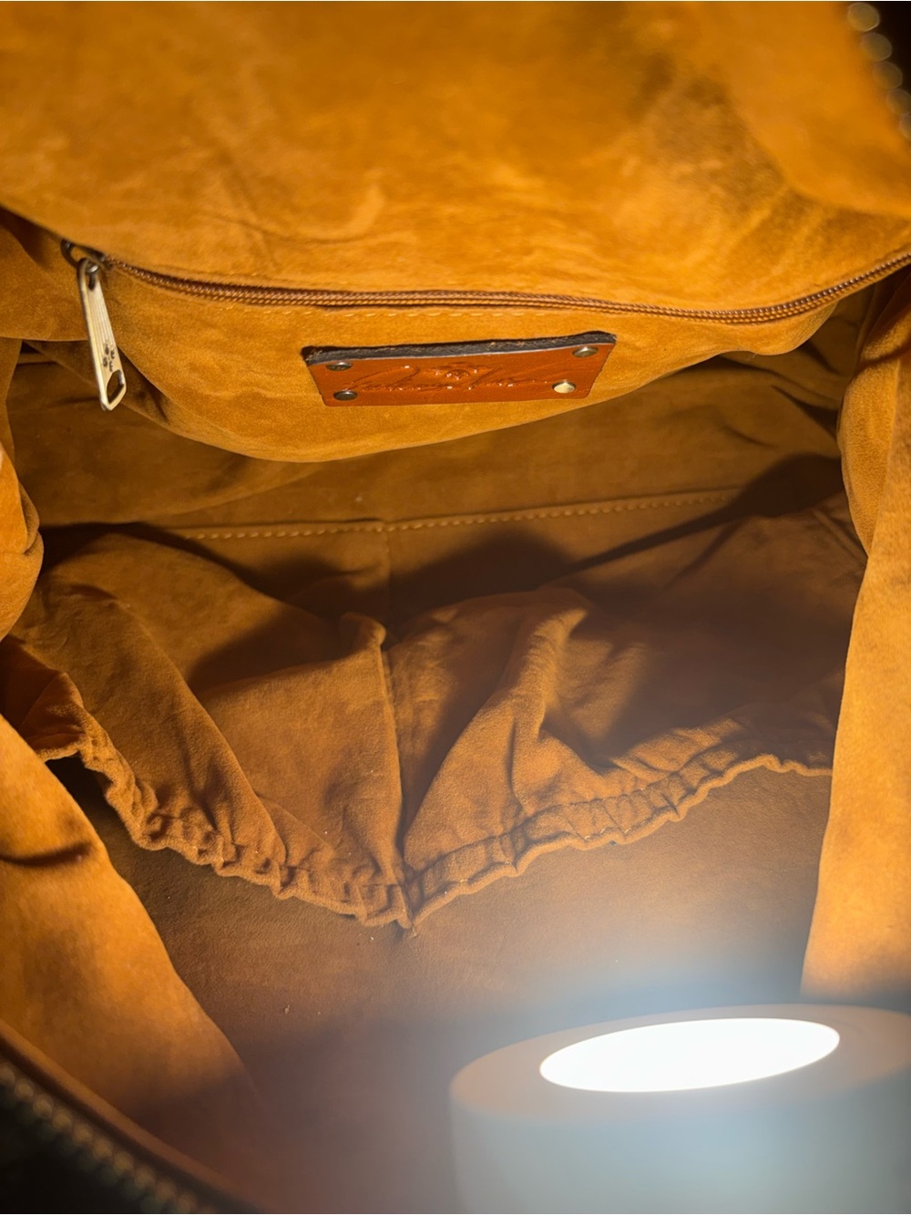 Patricia Nash Cognac Brown Leather Satchel with Brass Hardware - Picture 6 of 7